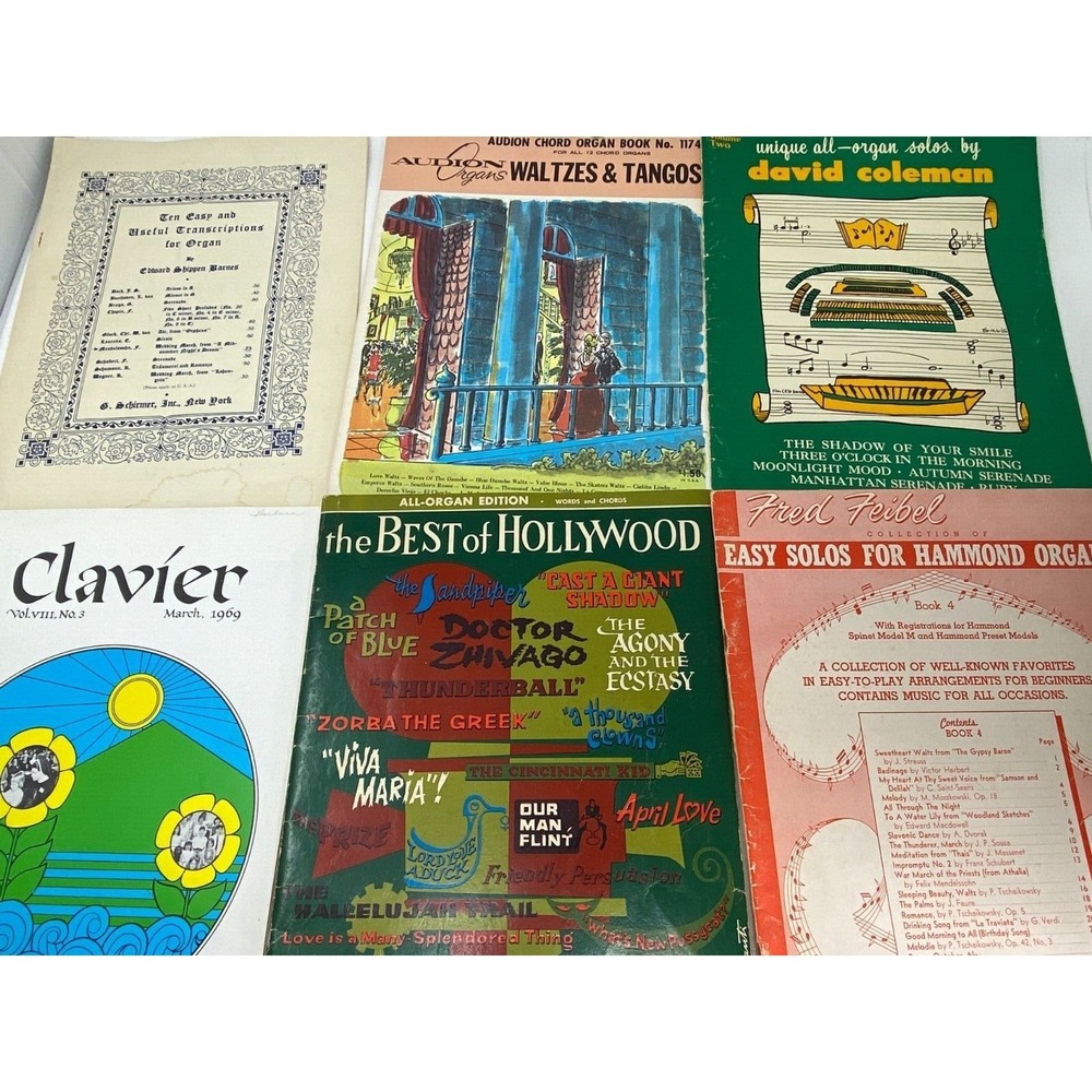 Vtg Organ Sheet Music Books Lot 6pc Instruction Books Waltz Tango Memory Chords
